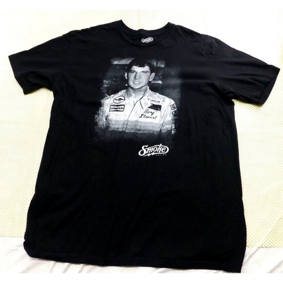 Tony Stewart Smoke Racing T-Shirt Black 2XL 100% Cotton Made In USA - Picture 1 of 5